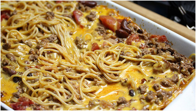 Spaghetti Auflauf mit Hackfleisch
